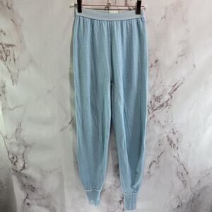 LL Bean Wool Baselayer Womens XS Light Blue Jogger Leggings Long John Blend